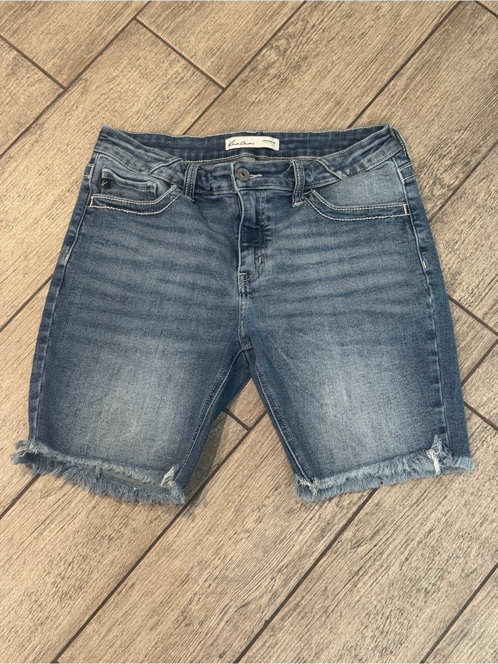 KanCan Light Blue Denim Shorts with Label Detail